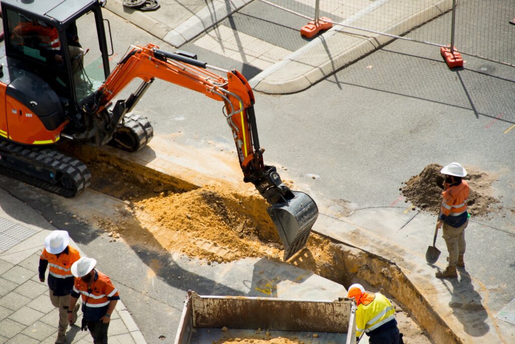 Civil construction services being down to street